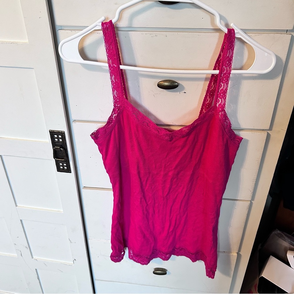 Pink Lace Trim Cami Top